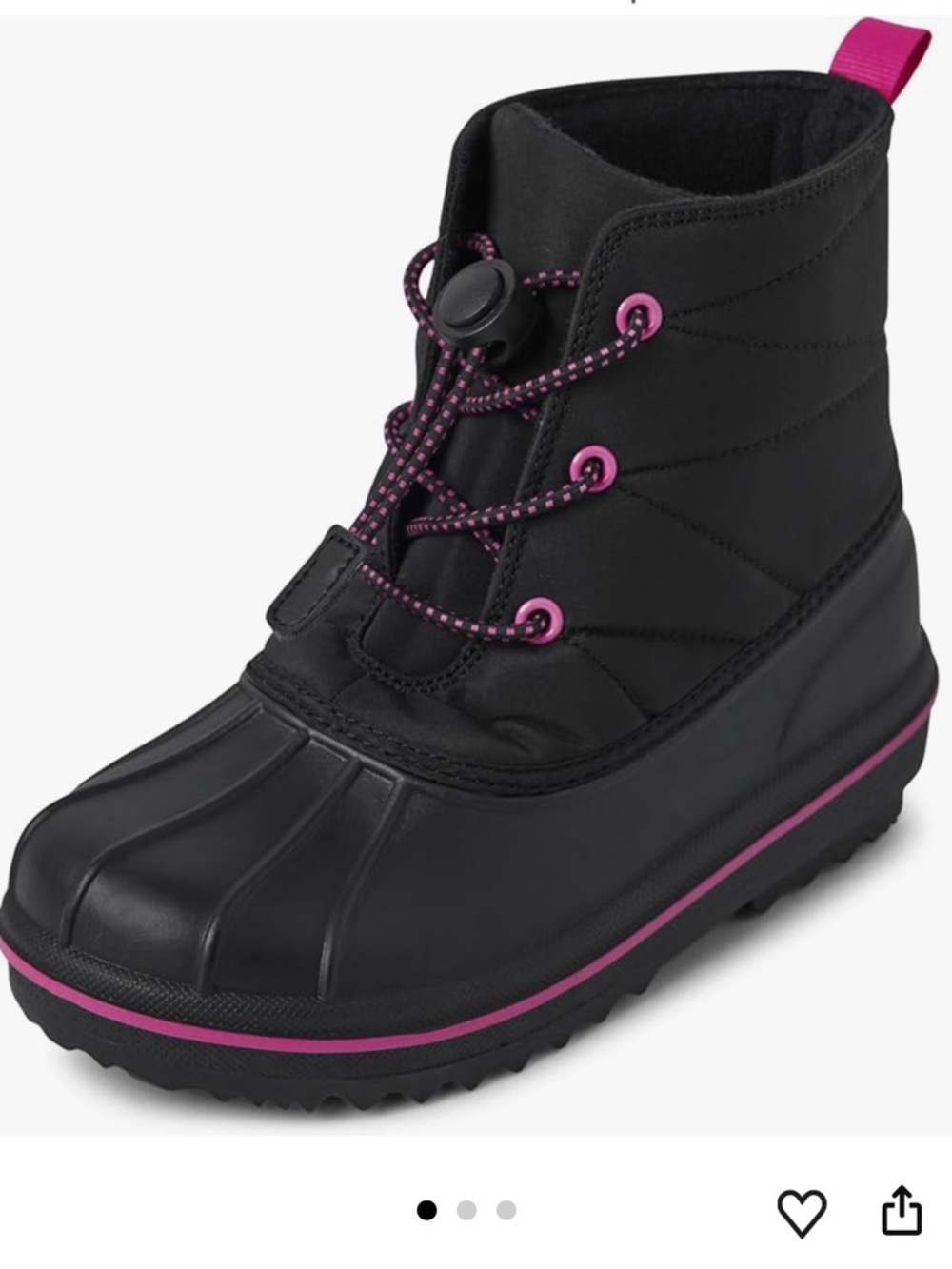 The Children's Place Girl's Black and Pink Lace-Up Winter Boots